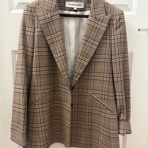 Veronica Beard Tan and Black Checkered Blazer
